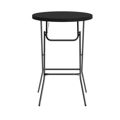 Flash Furniture Elon Round Folding Bar Height Table for Parties and Commercial Events, Indoor/Outdoor Plastic Bar Height Folding Table, 32", Set of 4, Black