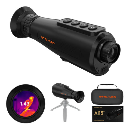 GTGUARD AI15 Thermal Monocular 384x288 (50Hz) HD Night Vision with 15mm Focal Lens, 8X Zoom, Wi-Fi Hotspot Multiple Scene Modes for Hunting Travel Outdoor Camping