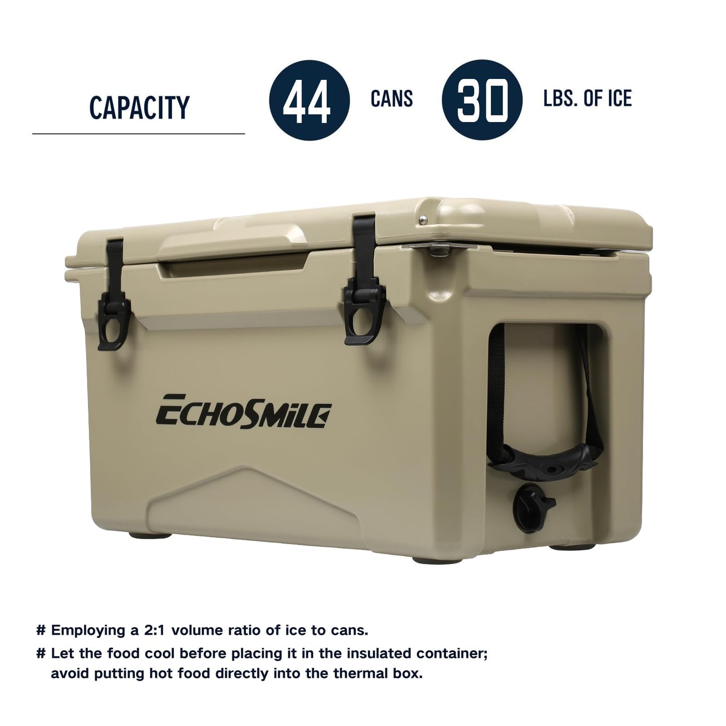 EchoSmile 25/30/35/40/60/75 Quart Rotomolded Cooler, Built to Stand up to The Rigors of The Journey