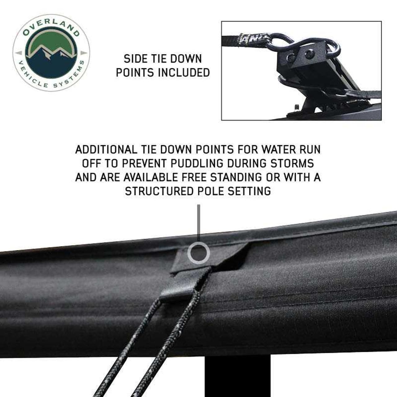 Overland Vehicle Systems 19690002 XD Nomadic 270 Degree Awning with Integrated LED Lights & Black Out Passenger Side | 129 Sq Ft of Coverage | Black Fabric and Travel Cover Included