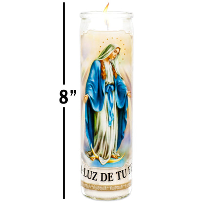 Generic Virgin Mary 6 Pack of 8 Inch White Unscented Religious Our Lady of Fatima & Guadalupe Candles for Vigils, Prayers, Blessing Ceremonies, Church Services & More