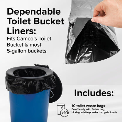 Camco Toilet Waste Bags - Features a Biodegradable Powder & Leak Proof Double Bag Design - Great for Camping,RVing,Hiking,or Boating (41548),(Pack of 60)