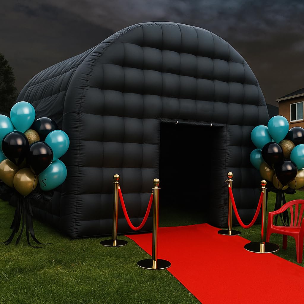 15x15x14FT Large Black Inflatable Tent Includes Blower Square Gazebo Event Room Large Inflatable Party Tent for Backyard,Outdoor EventsParties, Shows, Events, and Commercial Use