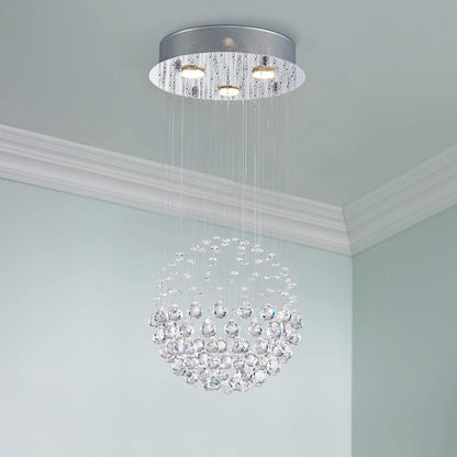 Bestier Crystal Raindrop Chandelier Lighting Flush Mount LED Pendant Lamp 12.6in Wide, 25.6in High, Glass, Model AK-AJ-18148