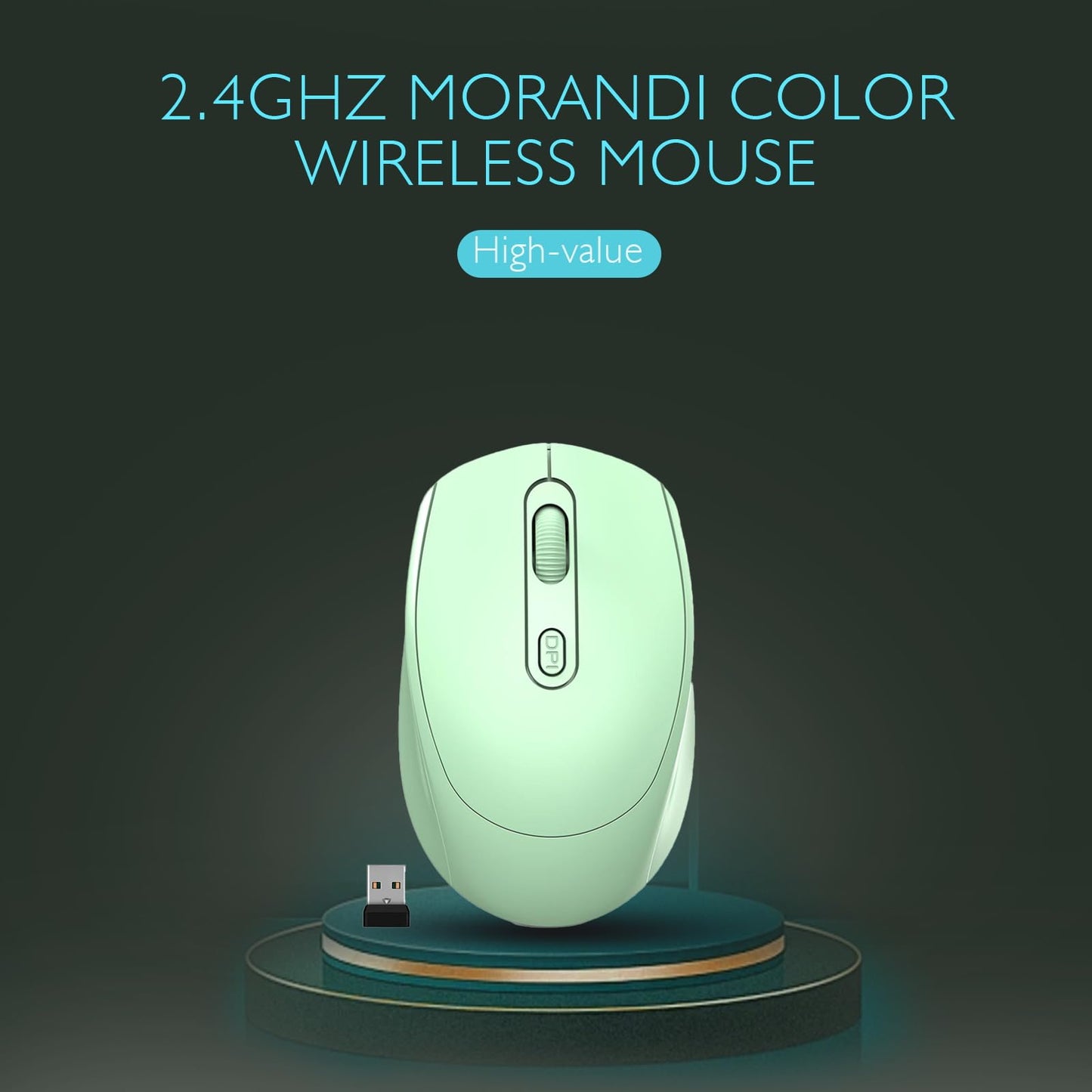 ONE-UP Wireless Mouse, 2.4G, Silent, USB Nano Receiver, for Laptop, Chromebook, PC, Mac, Windows and School Work (Black)