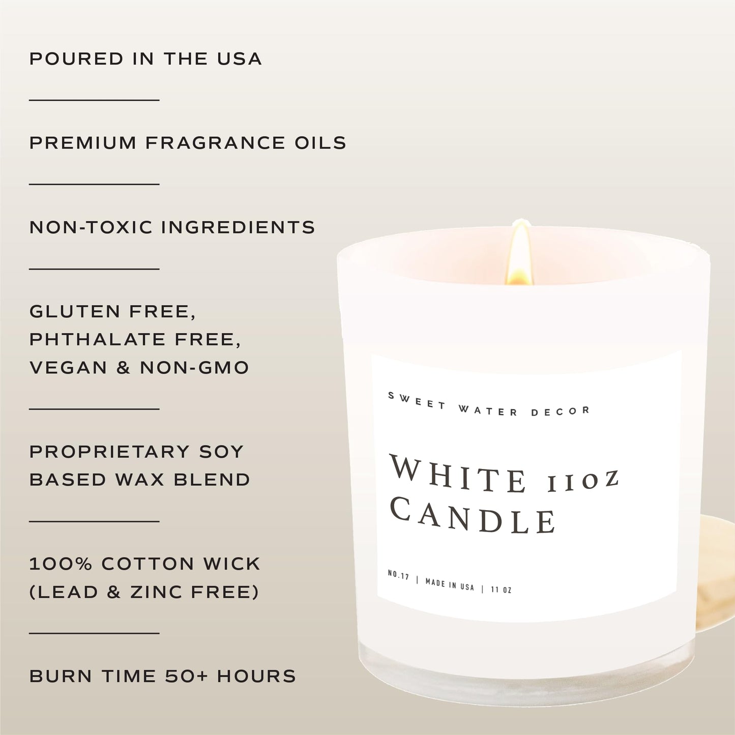 Sweet Water Decor Salt and Sea Candle - Sea Salt, Citrus, Amber, Musk, Beach Scented Soy Candles for Home - 11oz White Glass Jar + Wood Lid, 50+ Hour Burn Time, Made in the USA