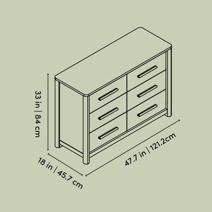 Storkcraft Malta 6 Drawer Dresser – GREENGUARD Gold Certified, Wood Dresser for Bedroom, Nursery & Kids' Bedroom Storage, Safety Interlocking Drawer System, Pre-Installed Tracks (Driftwood)