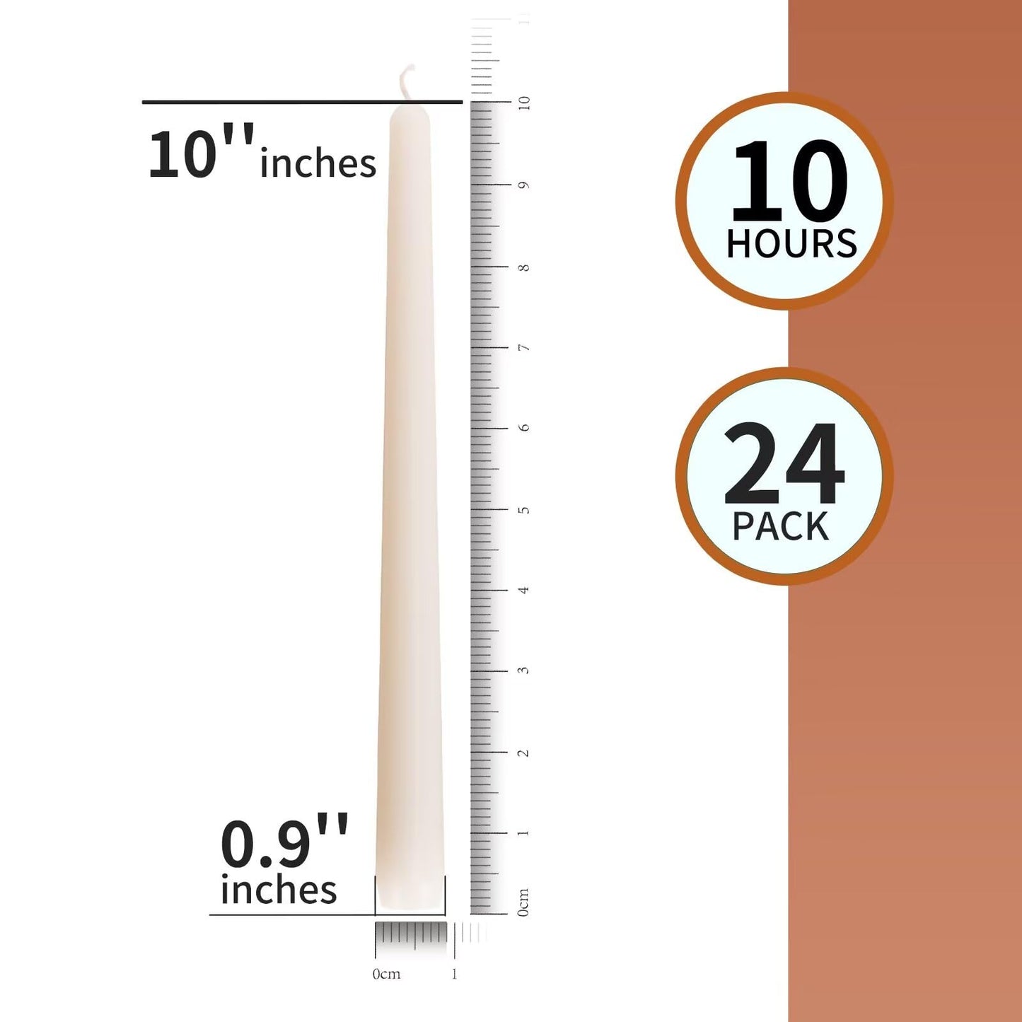 SOFT BREEZE 24 Pack Ivory Taper Candles-Taper Candles 4/5x10 Inch Smokeless & Dripless-10 Hours Long Burning,Unscented Candle,Ideal for Weddings,Dinner Parties, and Home Decor