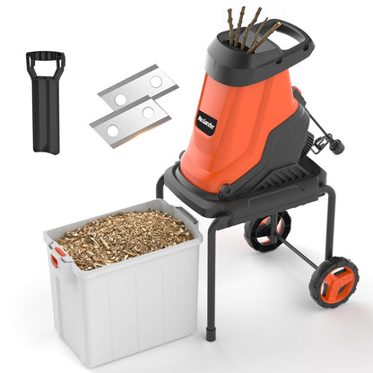 MAXLANDER 15-Amp Electric Wood Chipper Shredder with 50L Collection Bin, 1.8-Inch Cutting Diameter for Yard Waste & Branches, Efficient Mulcher for Composting, 15:1 Reduction Ratio