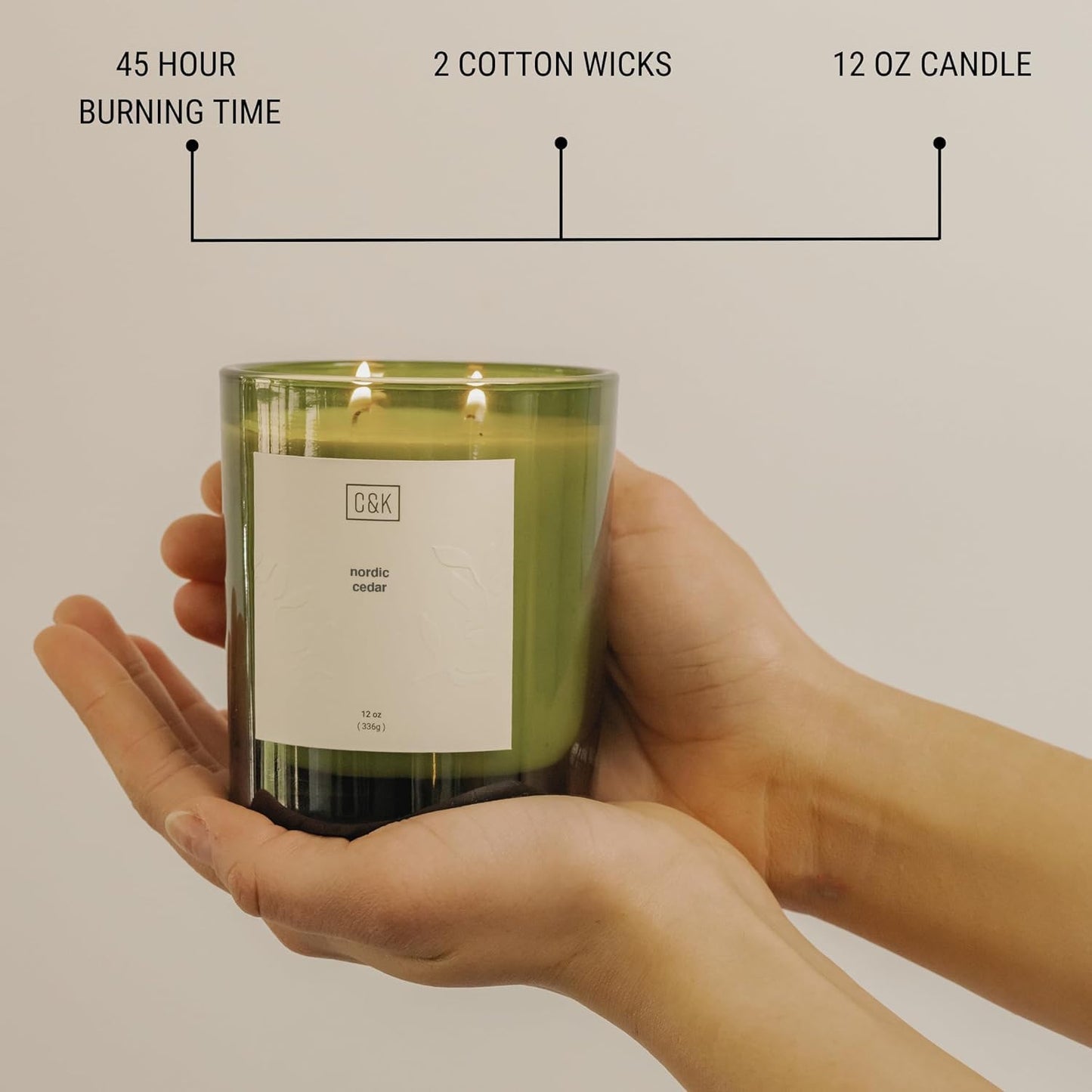Craft & Kin Green Scented Candles | 12oz Premium Nordic Cedar Scented Candles for Men | Made with Natural Soy | Candle Gifts for Men and Women | Nature Collection
