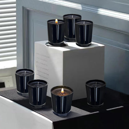12 Pack Black Unscented Glass Filled Votive Candles, Soy Wax Candle Ideal Gifts for Spa Weddings Birthdays Holidays Party
