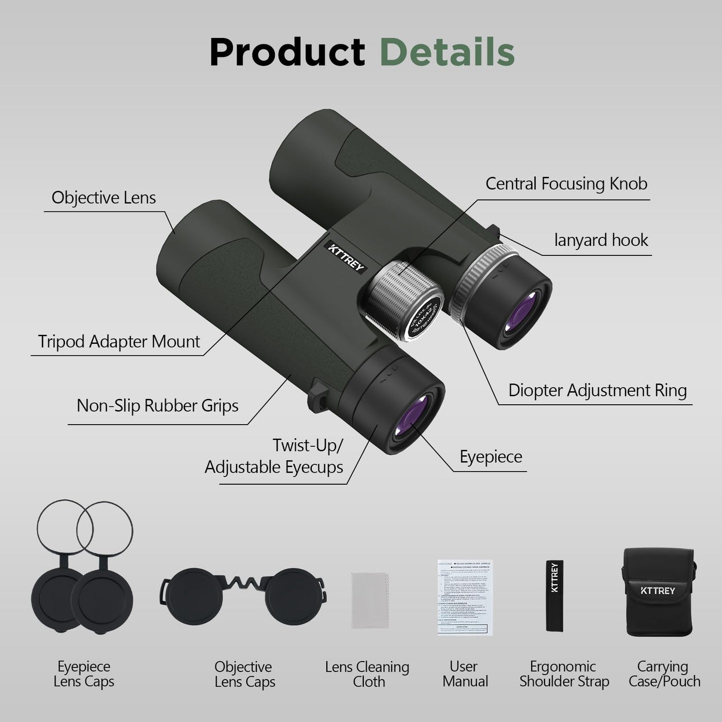 High-Powered 8x42 Binoculars for Adults - IPX7 Waterproof, Fogproof & HD Optical, FMC & BAK4 Prism, 7.0° Wide Field of View for Bird Watching, Hunting & Cruise