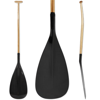 LINGVUM Hybrid Outrigger Canoe Paddle with Wooden Shaft and Carbon Fiber Blade, Lightweight and Durable OC Paddle, 50"