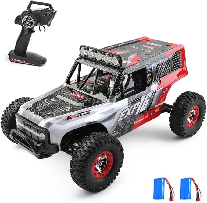 GoolRC WLtoys 124006 RC Car 1:12 Scale Remote Control Car 4WD 40KM/H High Speed RC Truck 2.4GHz Off-Road RC Crawler RTR with LED Lights and 2 Batteries for Adults (Red)