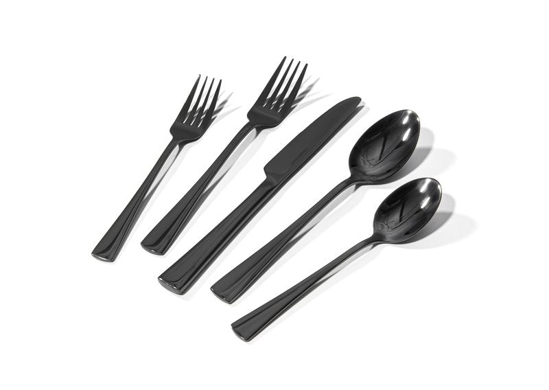 KINGSTONE Silverware Set for 8, 40-Piece Forged 18/10 Stainless Steel Flatware Set, Mirror Finish Cutlery Set Dishwasher Safe for Home, Restaurant, Wedding, Party,Black