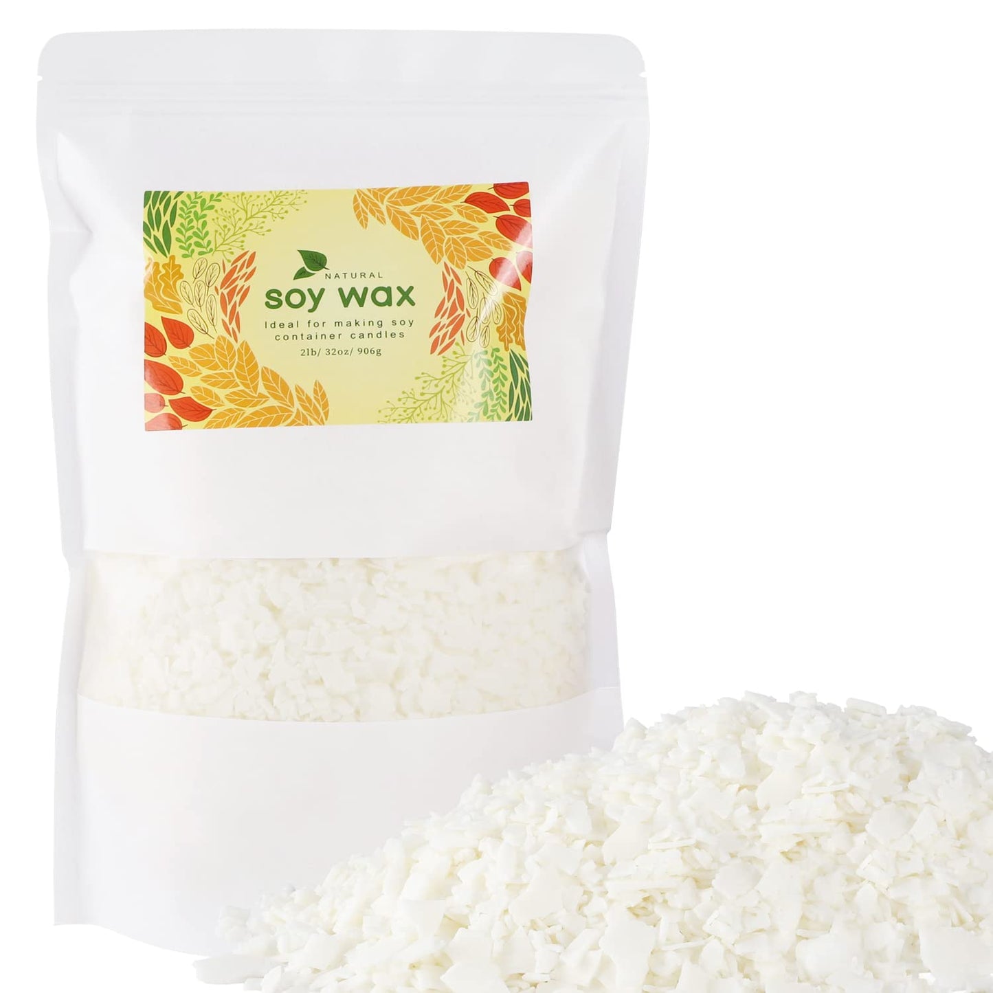 CLTNIKET Candle Making Soy Wax-2 lb Bag（32oz）-Pure Nature DIY Soy Wax Flakes