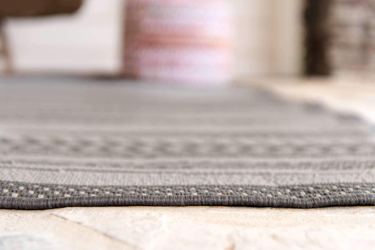 Unique Loom Outdoor Border Collection Area Rug - Lines (9' x 12' 2" Rectangle, Gray/ Silver)