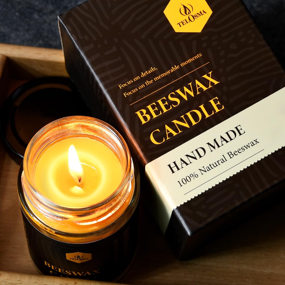4 Pack Unscented Beeswax Jar Candle, Pure Bees Wax Candles in Glass Container, Natural Organic Candle Smokeless Clean Burn | 4 * 36 Hours Long Burning Time Emergency Candle, Yellow