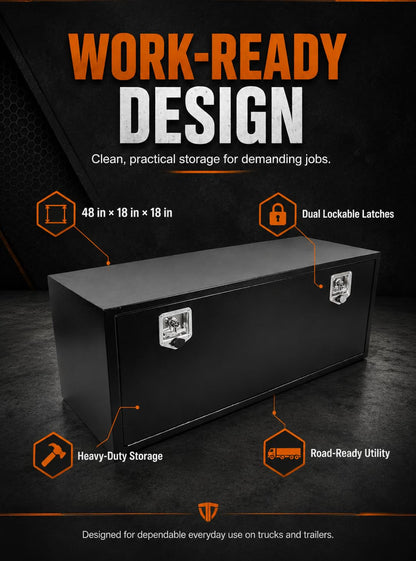 48" Underbody Truck Tool Box, Heavy Duty Steel Underbody Toolbox with T-Handle Lock & Weatherproof Seal, Lockable Truck Trailer Tool Box for Pickup, Semi Truck, RV, Flatbed, Tractor – 48 x 18 x 18