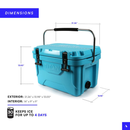 Titan Hard Ice Chest Cooler with Microban Protection - 20 Quarts (30 Can) Arctic Zone Cooler with Deep Freeze Insulation - Blue