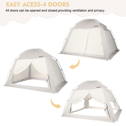 Bed Tents Canopy Bed–Privacy Dream Tent for Cozy Indoor Sleeping, Light-Reducing,and Breathable, with 4 Doors Floor Tent Bed–Available in Twin, Full, and Queen Sizes (Gray, Queen)