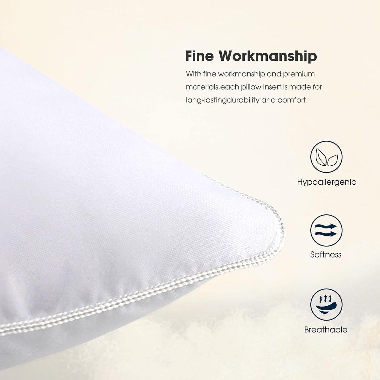 WINGLAM Throw Pillow Inserts - Hypoallergenic Ultra Soft Decorative Stuffers | 30x30 Inches, White