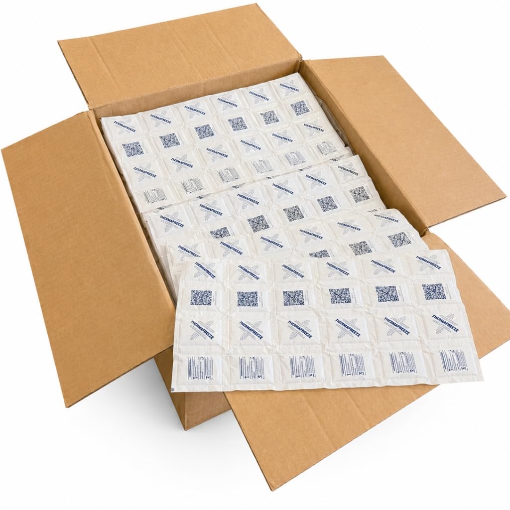 ThermaFreeze Bulk Ice Sheets: 600-Count Dry Flat Packs for Cold Shipping; Long-Lasting Packs: Keep Cardboard Boxes, Coolers, Lunchboxes Cool - Reusable Flexible Ice Blanket 9"x16.5" 600 ct