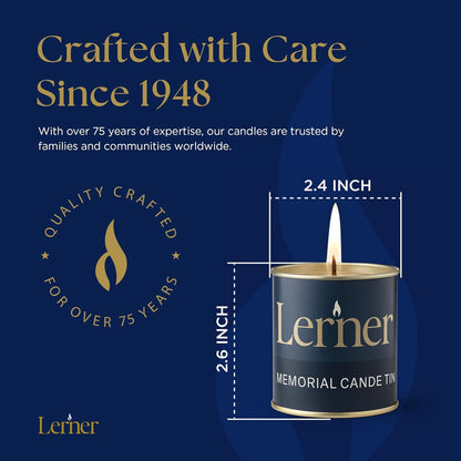Memorial Candle | Burns for 26 Hours | Memorial Tin Candles for Loss of Loved One | Emergency Candles | Ner Neshama, Yizkor, Yom Kippur | Unscented Jewish Yahrzeit Candle in Tin (24)