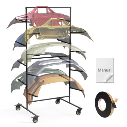 FAUENPEEY Double Sided Bumper Storage Rack With Adjustable Design Maximize Space Utilization 4 Inch Swivel Caster Allow Floor Mobile Smooth Maneuverability
