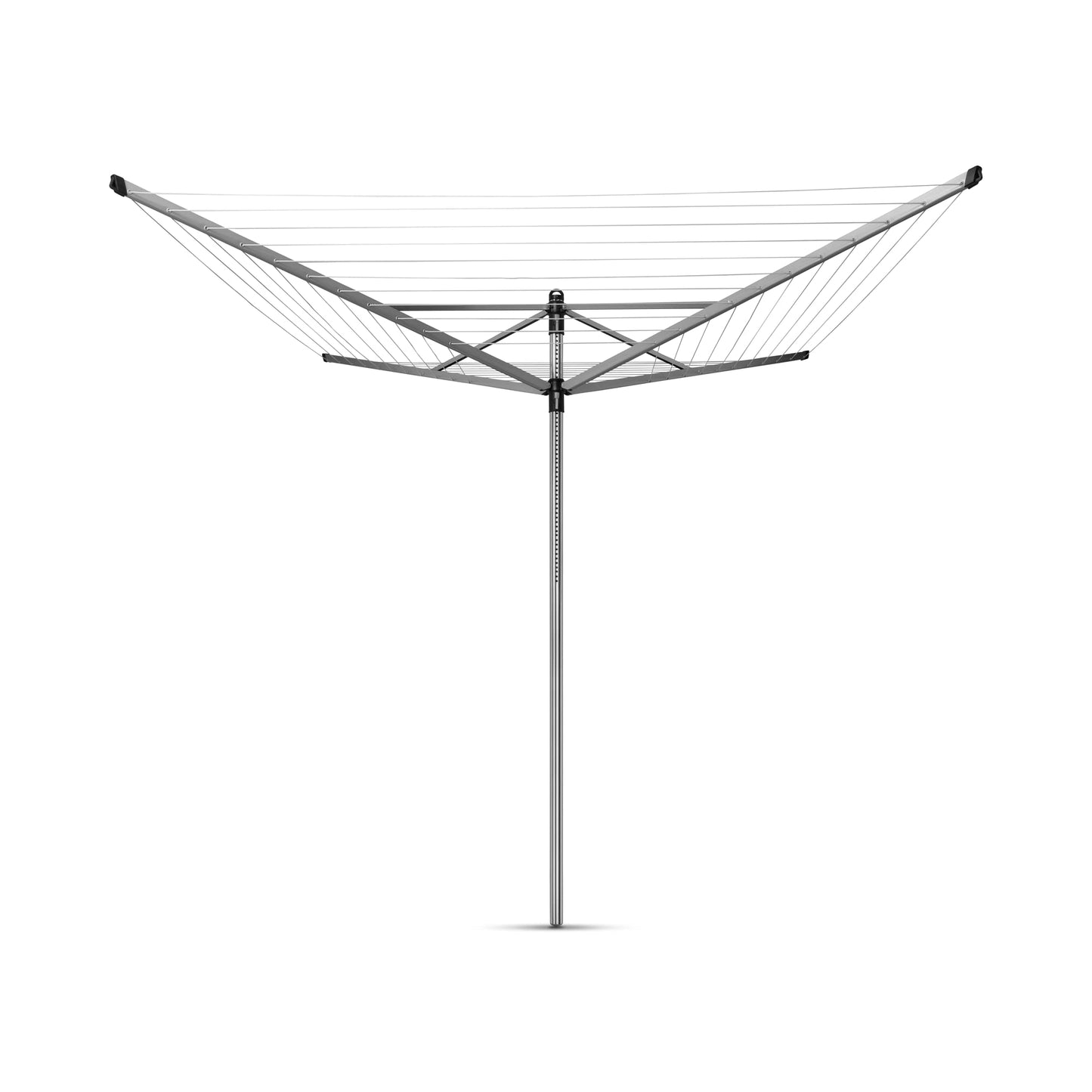 Brabantia Lift-O-Matic Outdoor 4 Arm Clothesline (197 ft/Ø 1.8") Height Adjustable, Folding Clothes Drying Rack + Ground Spike & Cover (Gray)