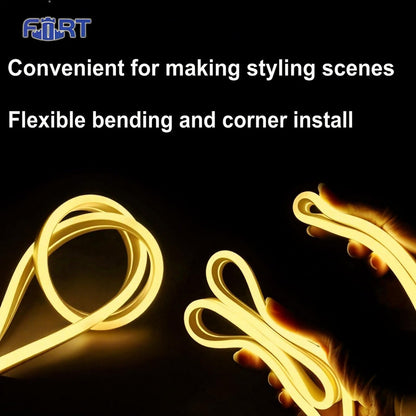 FORT LED Neon Rope Lights Outdoor Warm White‌ 65.6FT led Lights Strip- 120V ETL Certifie Waterproof for Christmas/Wedding/Garden/Patio/Party/Walkway/Deck Railing/soffits/Playhouse Decoration