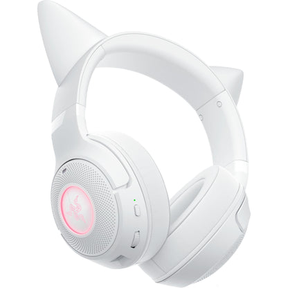 Razer Kraken Kitty V2 BT Wireless RGB Headset: Chroma RGB Kitty Ears & Earcups - Bluetooth 5.2-40 mm Drivers - Noise-Cancelling Mics - Lightweight - 40 Hr Battery w/Type C Charging - White