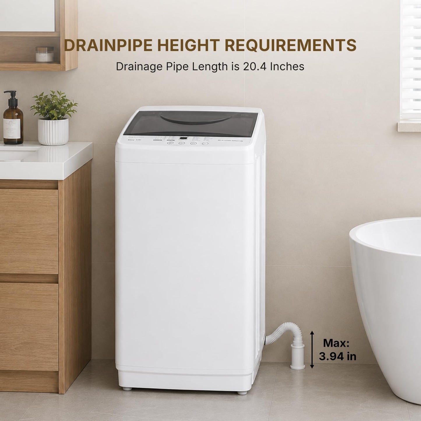 KMFurnila Portable Washing Machine, 1.06 Cu.Ft. Full-Automatic Laundry Machine with Child Safety Lock, 10 Wash Cycles & 3 Water Levels, 7.7 LBS Compact Washer for Apartment Dorm RV Camping, White