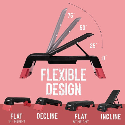 Yes4All Multifunctional Fitness Aerobic Step Platform/Aerobic Deck, Household Step Workout Bench for Home Gym (Red/Black)