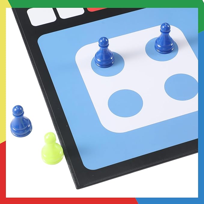 Soulchen Ludo Board Game Set Foldable Game Board with 16 Colorful Pawns Dice Cup 2 Dice &amp Storage Box Family for Travel Party Events or Family Gatherings