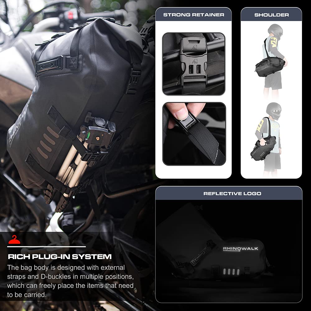 Rhinowalk Motorcycle Saddle Bags Waterproof Anti-Vibration Motor Side Bags Shoulder Bag Motorbike Panniers 28L(14L*2) for most Adventure and Sport Motorcycle Racks, 1 Pair