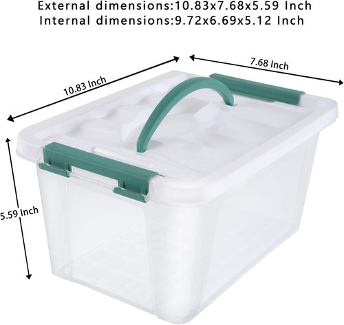 Eslite 6 Quart Clear Plastic Stackable Storage Bins - Latching Box with Handle & Lid, Pack of 6