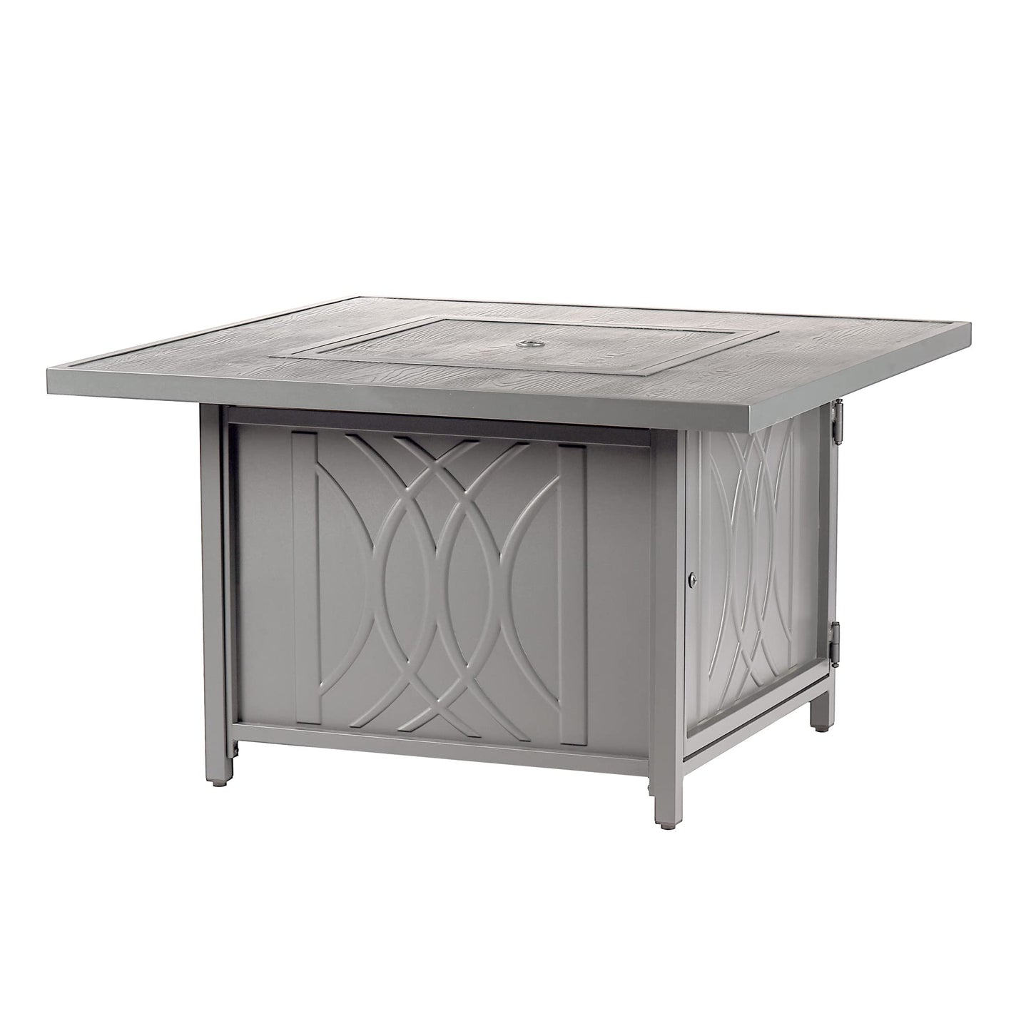 Square 42 in. x 42 in. Aluminum Propane Fire Pit Table with Glass Beads, Two Covers, Lid, 57,000 BTUs in Grey Finish