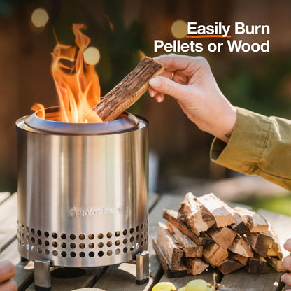 Solo Stove Mesa XL, 7 Inch Tabletop Fire Pit with Stand - Smokeless, Stainless Steel Fire Pit for Camping, Outdoor & Patio- Wood Burning or Pellet Fueled Portable Bonfire, 2.3lbs, Deep Olive