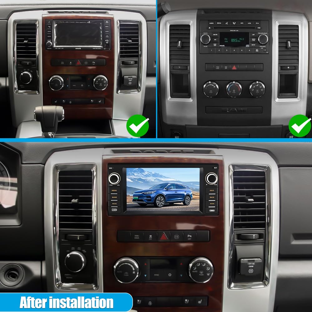 AWESAFE Android Car Radio for Jeep Wrangler JK 2007-2018, Dodge Ram 1500 2500 3500, Jeep Compass Patriot 2009-2016, Touch Screen Jeep Jk Radio with Carplay Android Auto AM FM