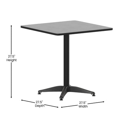 Flash Furniture TLH-ALUM-28SQ-017BK4-GG Lila 27.5'' Square Aluminum Indoor-Outdoor Table Set with 4 Slat Back Chairs, Black