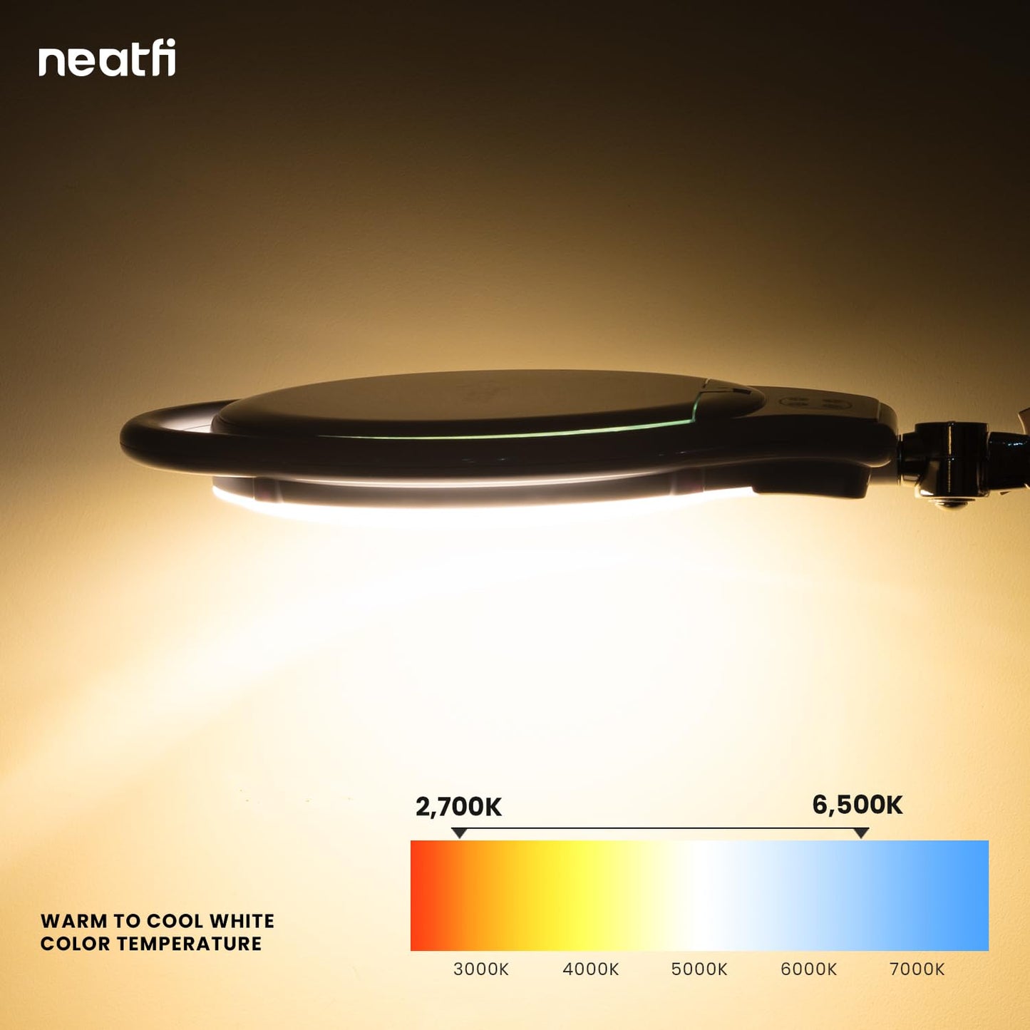 Neatfi Elite XL HD LED Magnifying Lamp | 7-Inch Lens | 1.75X + 4X Magnification | Dimmable | 3 Light Modes (3000K / 4000K / 6500K) | Adjustable Arm | Glare-Free (White-2, 7-inch Lens, CCT with Clamp)