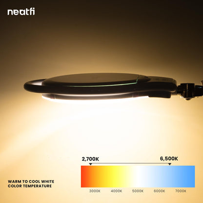 Neatfi Elite XL HD LED Magnifying Lamp | 7-Inch Lens | 1.75X + 4X Magnification | Dimmable | 3 Light Modes (3000K / 4000K / 6500K) | Adjustable Arm | Glare-Free (White-2, 7-inch Lens, CCT with Clamp)