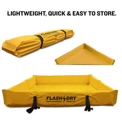FLASHDRY Portable Spill Containment Berm, Folding Duck Pond 4' x 4', Reusable Oil, Fuel & Chemical Spill Containment Tray, UV-Resistant PVC, Heavy-Duty, Quick & Easy Setup, Garage & Industrial Use
