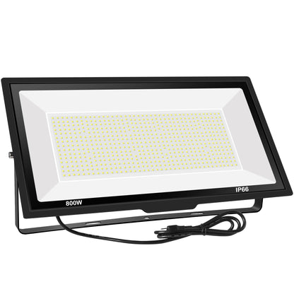 Gopretty 800W LED Flood Light Outdoor,3600W Equivalent Super Bright FloodLight with Plug,80000LM 6000K Daylight White IP66 Waterproof Commercial Lighting for Sports Fields,Courts, Arena, Stadium