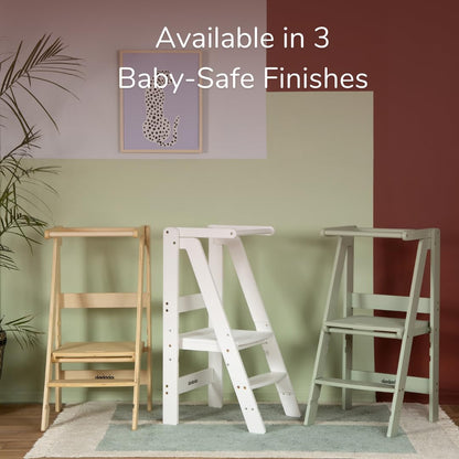 dadada Baby Foldable Montessori Tower - Adjustable Kitchen Step Stool for Kids with Safety Rail, Non-Toxic Finish, Great for Small Space Living (Natural)
