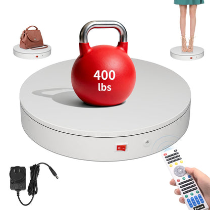 Foxvee Remote-Controlled Motorized Electric Turntable,Rotating Display Stand,Speed-Adjustable Rotating Platform,Multi-Mode 360° Photography Turntable for 3D Scan,Photography,Showcase(15.8inch/White)