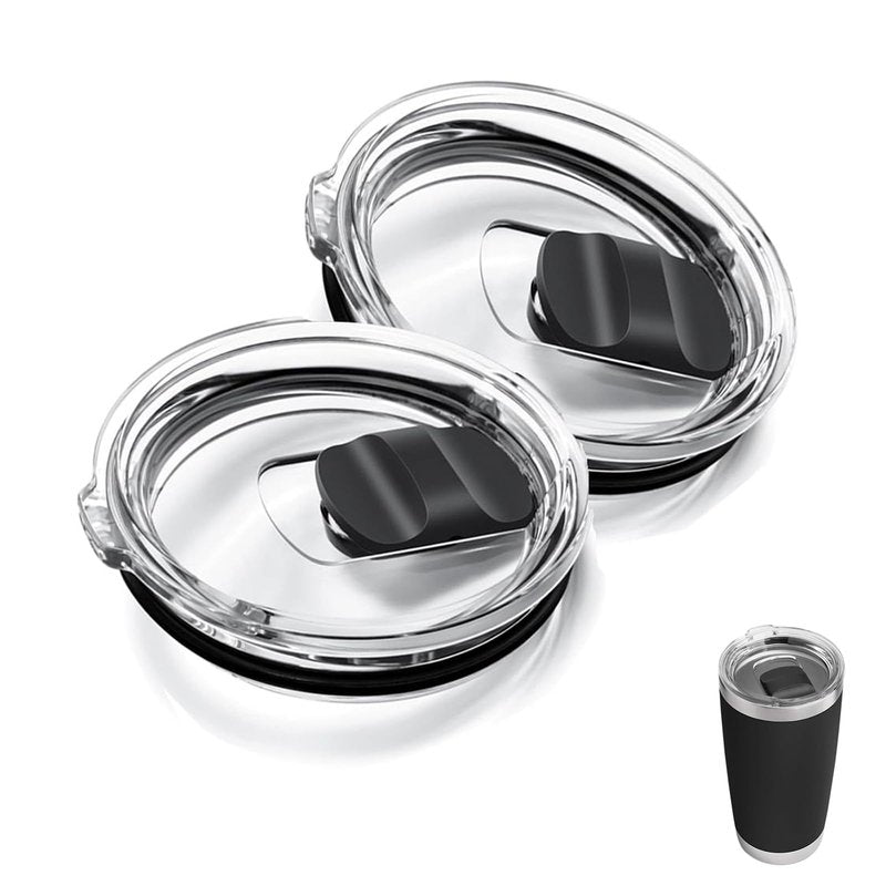 20 oz Tumbler Lid for YETI, 2-Pack Replacement Lids Compatible with YETI 20 oz Tumbler, 10/24 oz Mug, and 10 oz Lowball, Spill-Proof Cup Lids Top Covers with Magnetic Slider Switch for Travel, Black