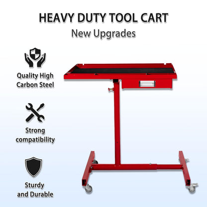 Mobile Tool Cart and Workbench, Adjustable Work Table with Wheels, Mechanic Rolling Heavy Duty Tool Tray Table for Garage Repair Shops