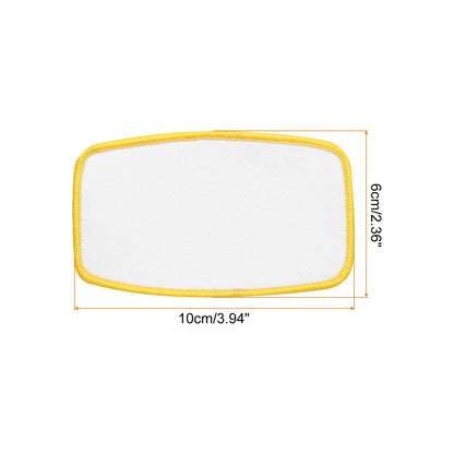 MECCANIXITY 40pcs Sublimation Patch Blank, 10x6cm/3.94x2.36 Inch Oval Rectangle Fabric Iron-on Blank Heat Transfer Repair Patch for DIY Crafts Caps Clothes, White with Yellow Border